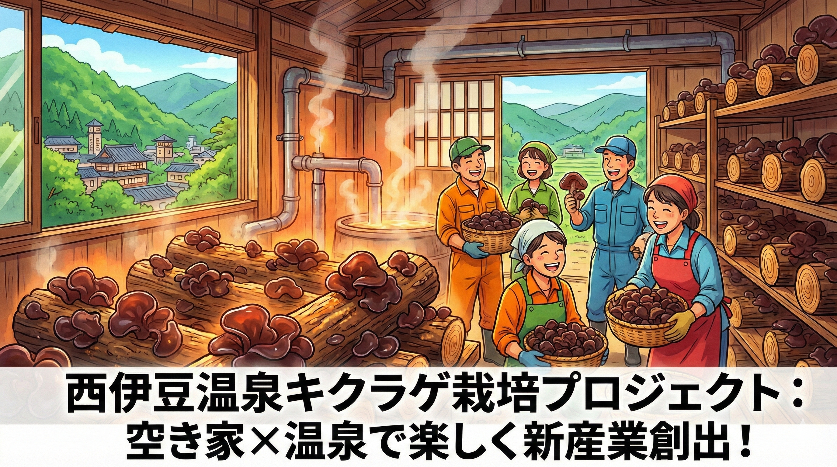 メディア画像: 温泉×空家で創る新特産品「西伊豆温泉キクラゲ」栽培プロジェクト